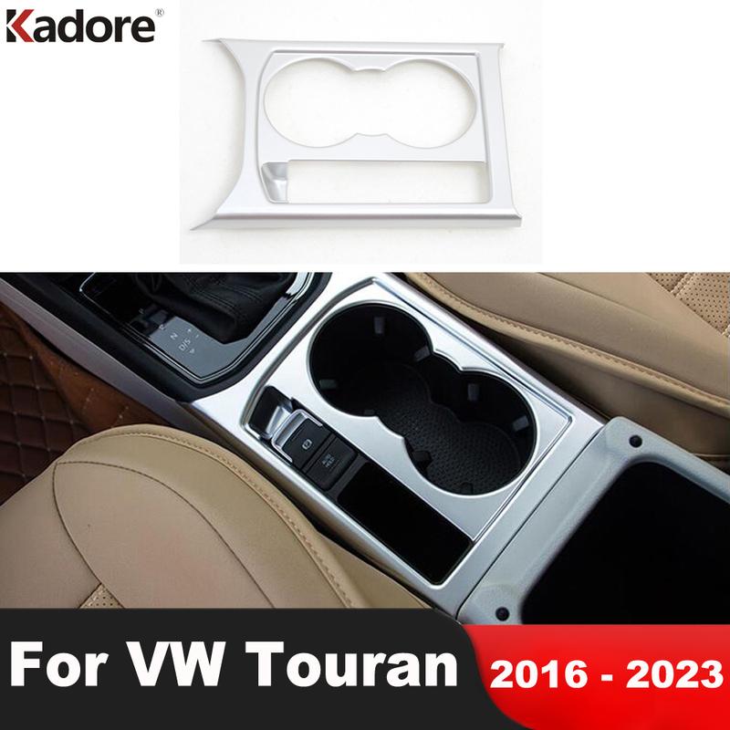 Car Front Console Water Cup Holder Frame Cover Trim For Volkswagen VW Touran 2016-   2024 Matte Interior Accessories