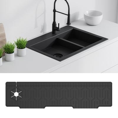 Silicone Faucet Sink Splash Guard Mat Foldable Drain Mat Non-Slip Multiple Drain Holes