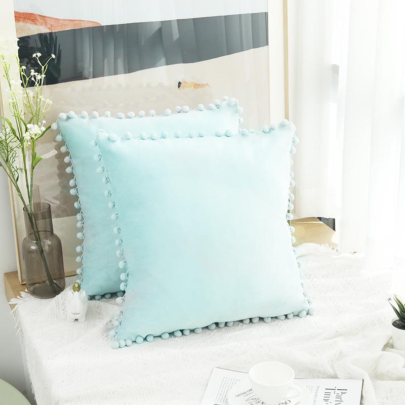 

Бархатная наволочка с помпоном - Современная минималистичная однотонная наволочка 40x40 cm