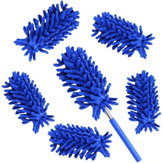 Microfiber Duster for Cleaning, 6 Pcs Hand Washable Dusters with 11 to 29.5 Navy