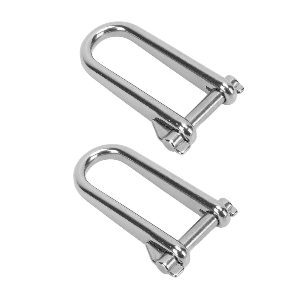 2pcs Long D Shackle Heavy Duty 8mm Marine Grade 316 Stainless Steel D Ring Shackles for Boats RVs Trailer