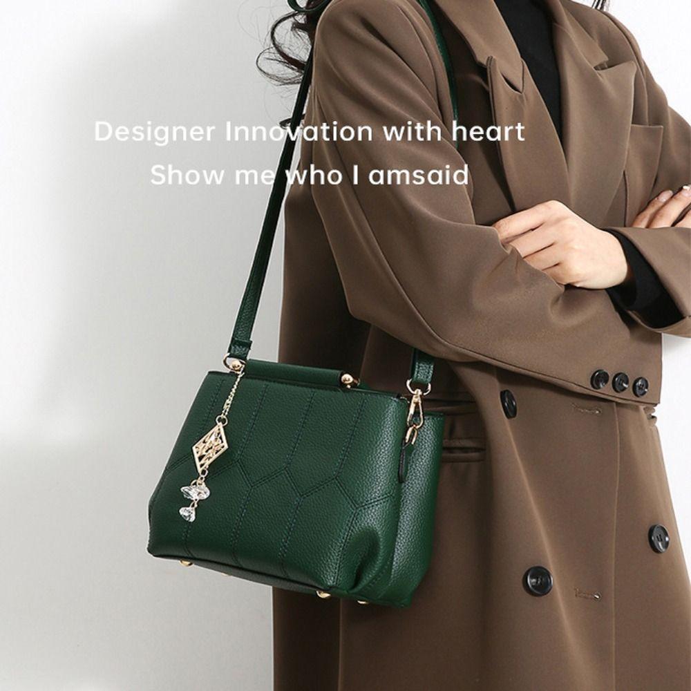Fashion PU Women's Bag Two-Way Carry High-end Tote Bag Large Capacity Vintage Crossbody Bag Gift