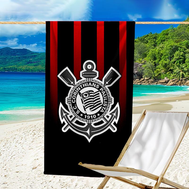 Sport Club Football Crest Printed Beach Towel, Super Soft Microfiber, Perfect Gift Birthday, for Pool, Beach, Travel, for family and friends