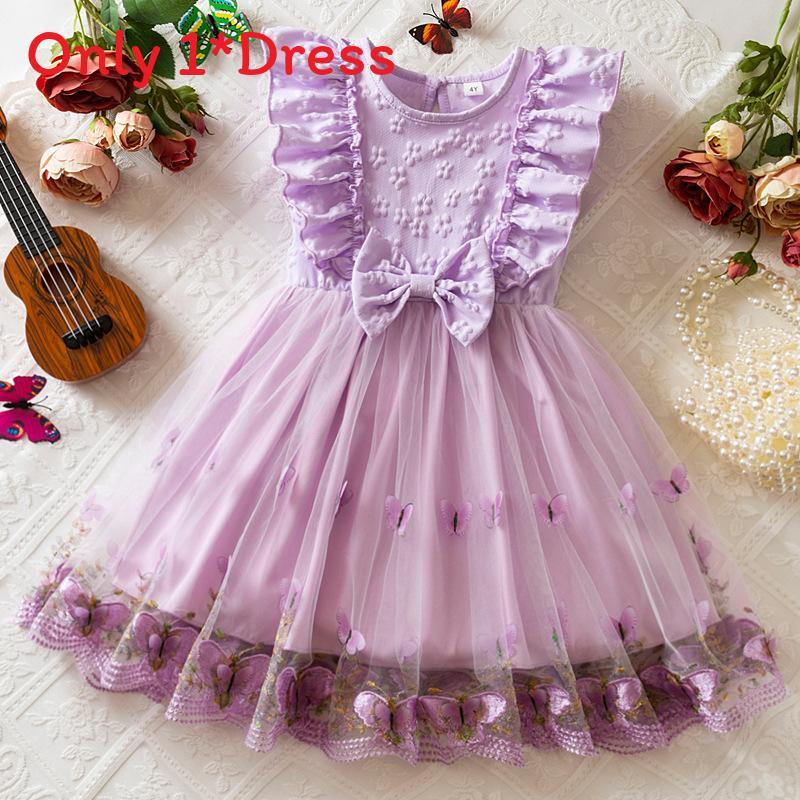 Girl Summer Princess Dress With Butterfly Mesh Fabric For Toddler Birthday Party