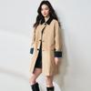 Autumn new retro contrasting color miu plaid double-sided khaki medium and long age-reducing trench coat jacket 072
