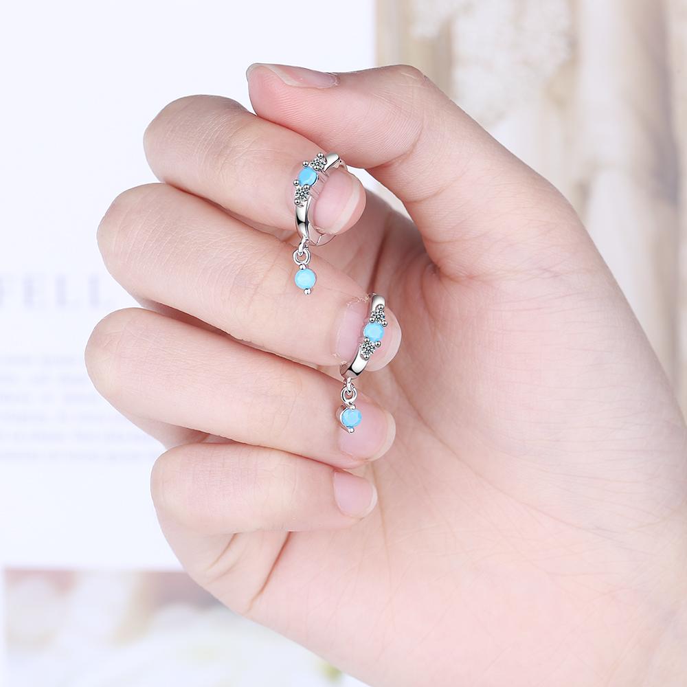 Ni Style 925 Silver Earrings Inlaid Turquoise Crystal Zircon Earrings Woman Charm Jewelry Gift