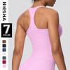 Solid Color Cross-Back Yoga Tank with Chest Pads - Quick-Dry, Fitted Sports Top