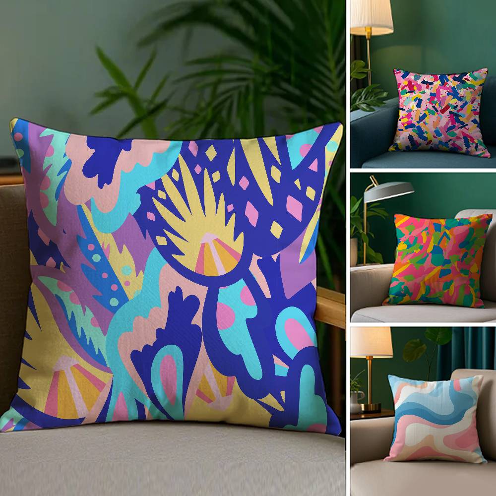 Home Decor Colorful Abstract Pattern Digital Print Pillows Pattern Cushion Cover Suitable for Sofa Bedroom Car Pillow Cover