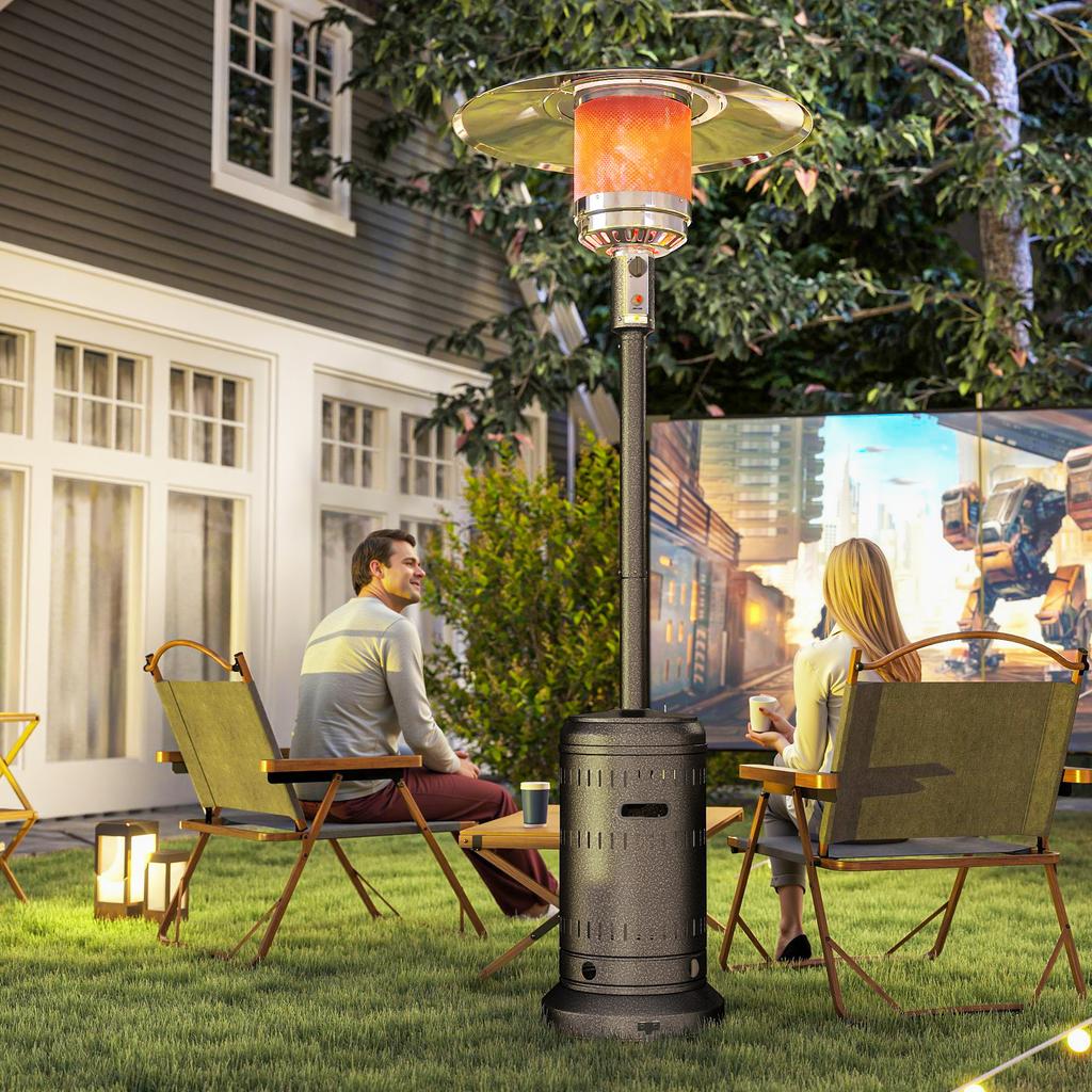 Outdoor Heater with Automatic Shut-off and Wheels, 82x82x223 Cm, Dark Brown