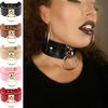 Punk Gothic Breites PU-Leder O-Ring Halsband Choker Halskette Damen