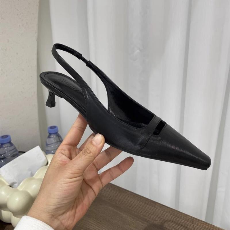 Fashion Sexy Pointed Toe Women Sandals Shallow Mid Heels Official Shoes 2025 Elegant Pumps Slingback Designer Summer Sandalias De Mujer