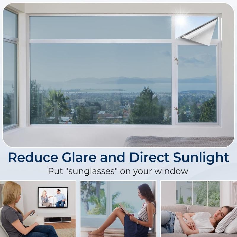 40x100cm One Way Daytime Privacy Film Heat Control Sun Blocking Anti UV Reflective Static Cling Window Tint for Home And Office
