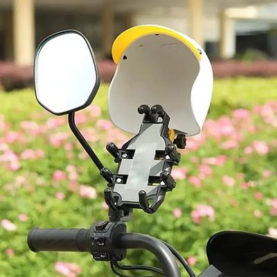 Motorcycle Phone SunShade Holder Mini Helmet Cell Holder Hat Nylon Rainproof Snowproof Riding Mobile Phone Helmet Umbrella