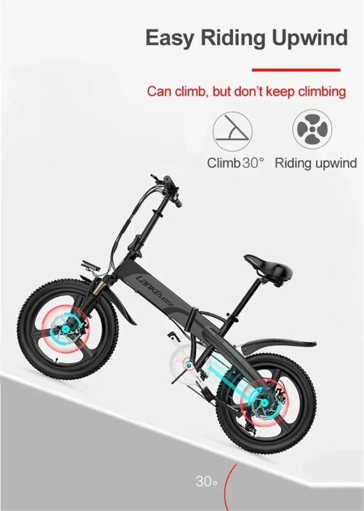 LANKELEISI G660 20-inch Foldable Urban Electric bicycle,500W48V12.8AH,Max Range 110 km,Max Load 120 Kg