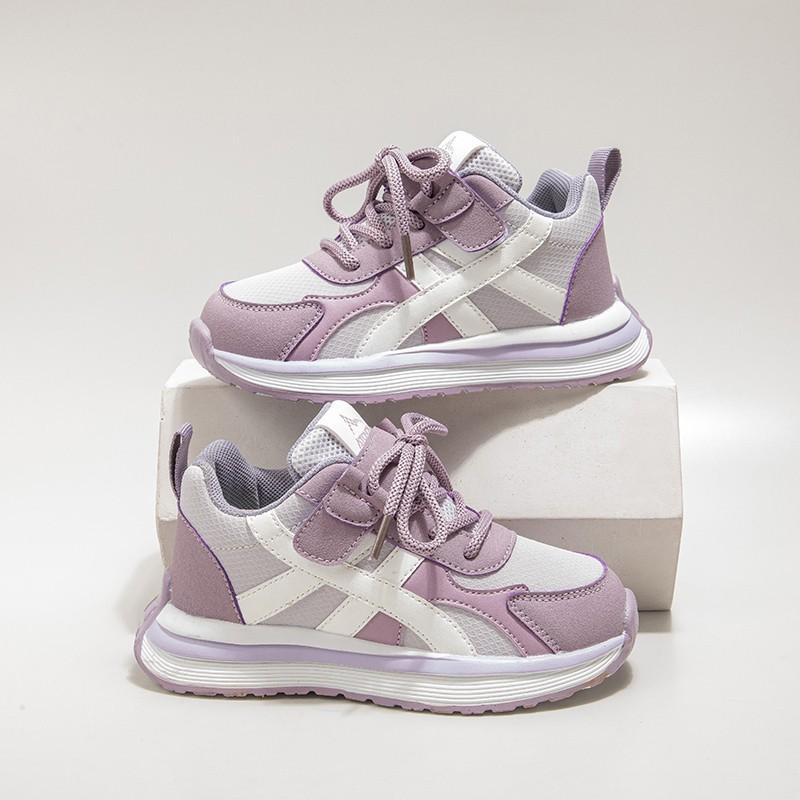 Kids Girls Purple Mesh Breathable Casual Sneakers 26