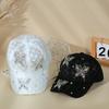 Butterfly Visors Cap Rhinestone Mesh Peaked Hat Fashion Flower Baseball Cap  Women