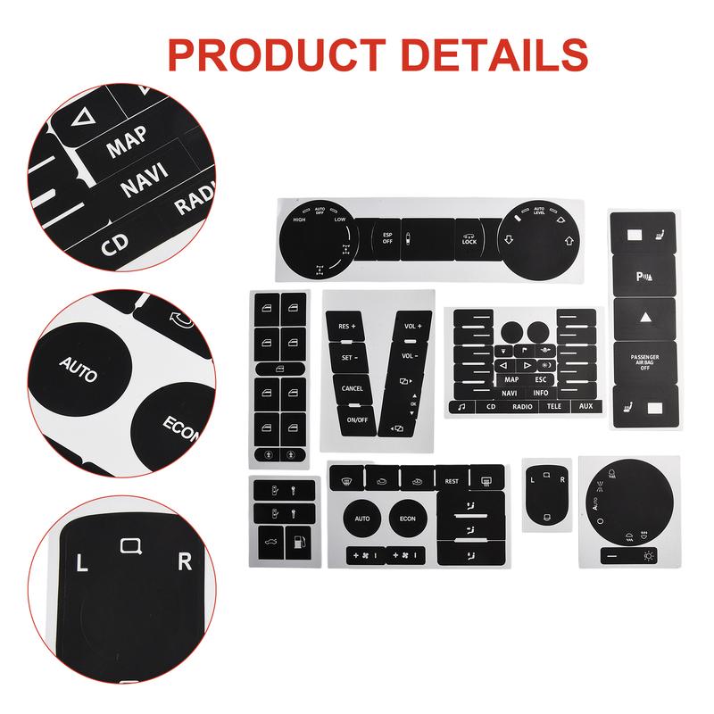 Repair Kit for TOUAREG 2004 2009 Button Decals Stickers Suitable for Radio Navigation Panel Push Button Replacement