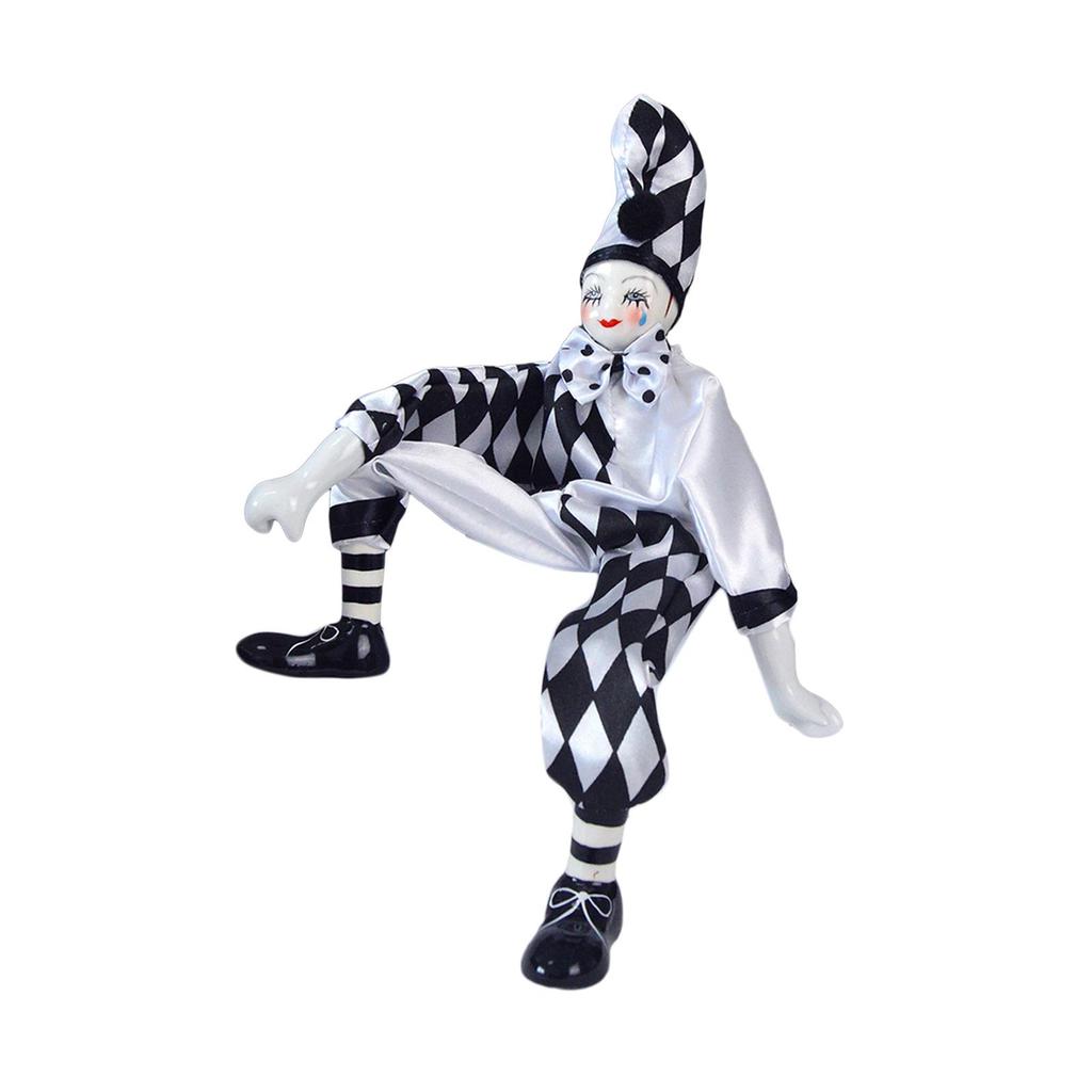 Porcelain Clown Doll Harlequin 15inch Vintage Collections Toy Dolls Figurine Model