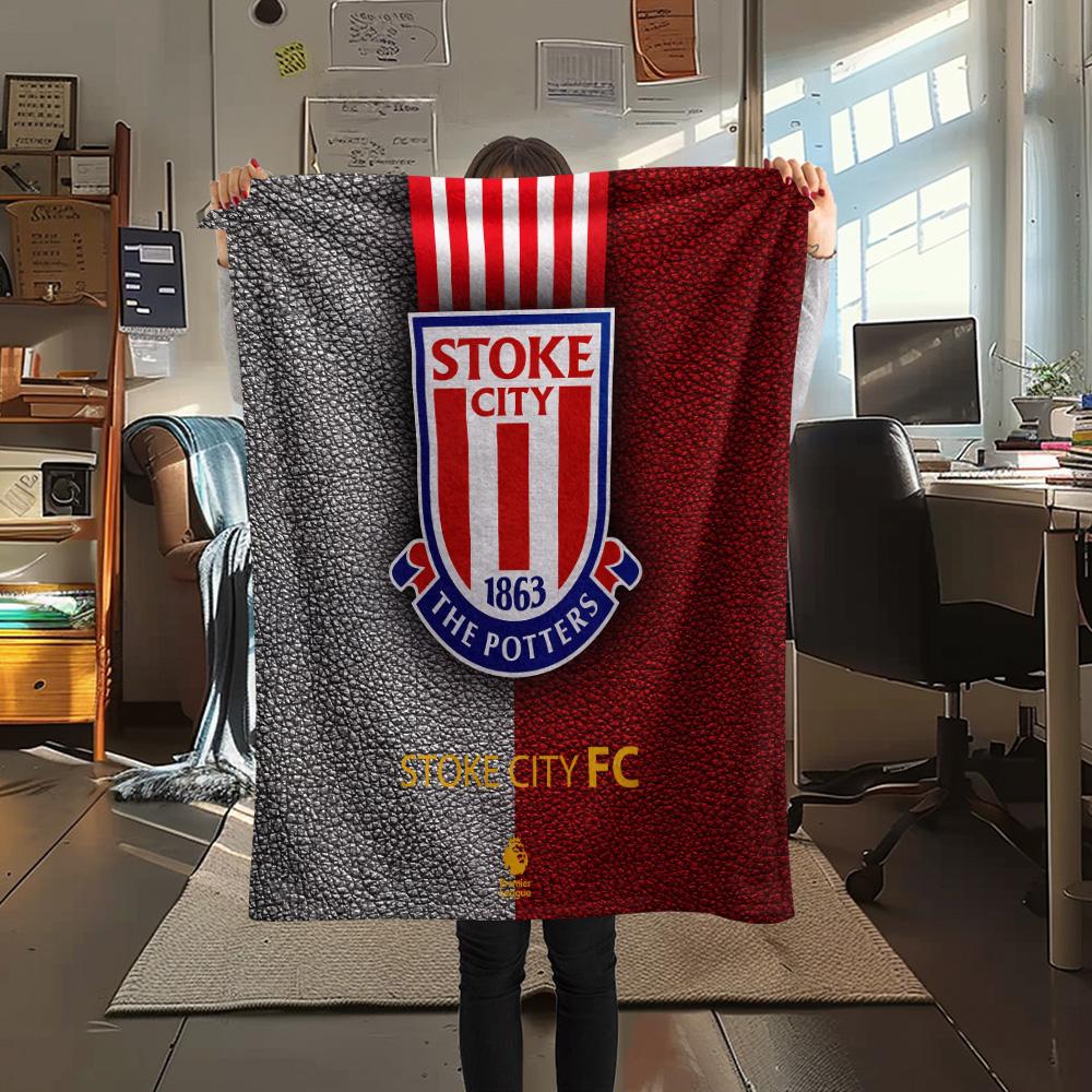 Stoke City Football Club Flanelldecke mit Aufdruck, Hohe Qualität, Bequem für alle Jahreszeiten, Heimdekoration, Wärme und Komfort