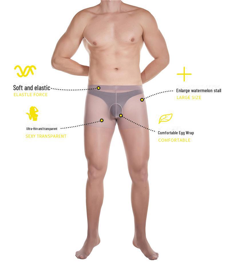 Qinghe Men's Ultra-Thin Silk Pantyhose with Sexy Invisible 200-Lb Support