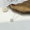 Elegant S925 Sterling Silver Pendant Necklace with Large Pearl - Stylish, Lightweight, Versatile Clavicle and Sweater Chain.