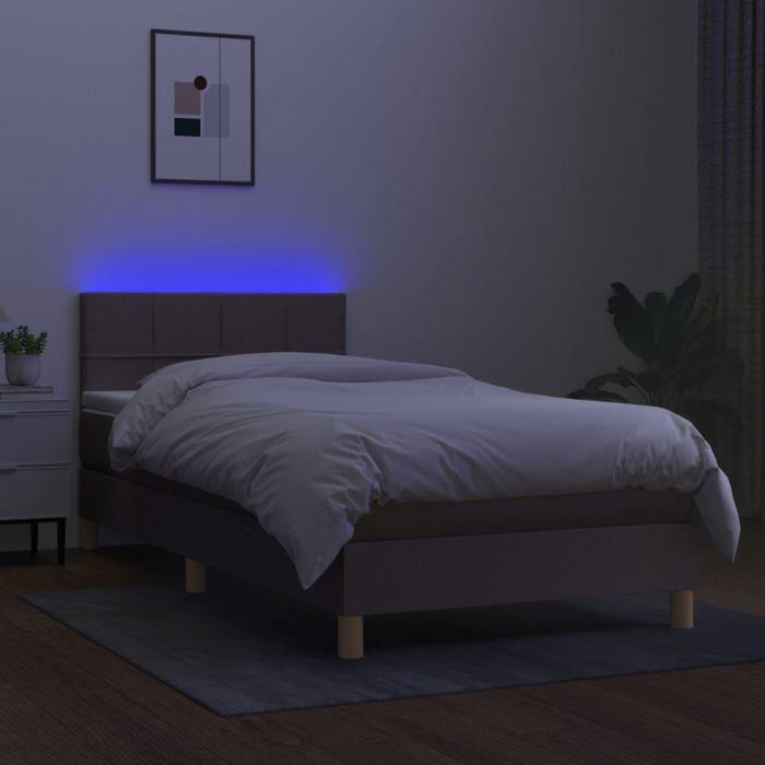 Maison Exclusive - Sommier à lattes de lit avec matelas LED Taupe 90x200 cm Tissu