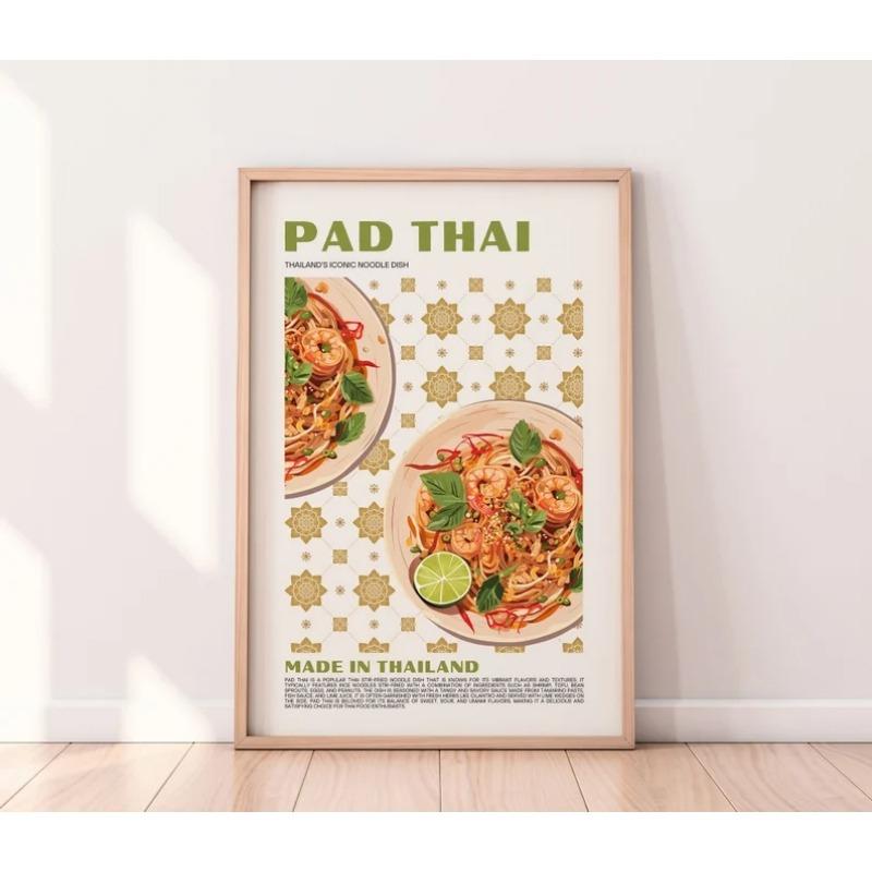 Retro Italian Japanese Thai Food Pizza Sushi Paella Poster Canvas Painting Wall Pictures Home Kitchen Decor Housewarming Gift