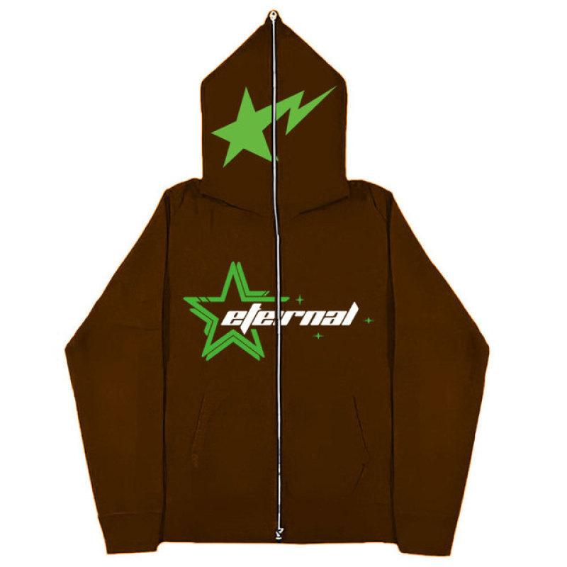 Herbst Herren Hoodie Jacke Y2K Gothic Dark Star Pattern Print Reißverschluss Sweatshirt Äußere Mode Vintage Paar Hoodie Jacke