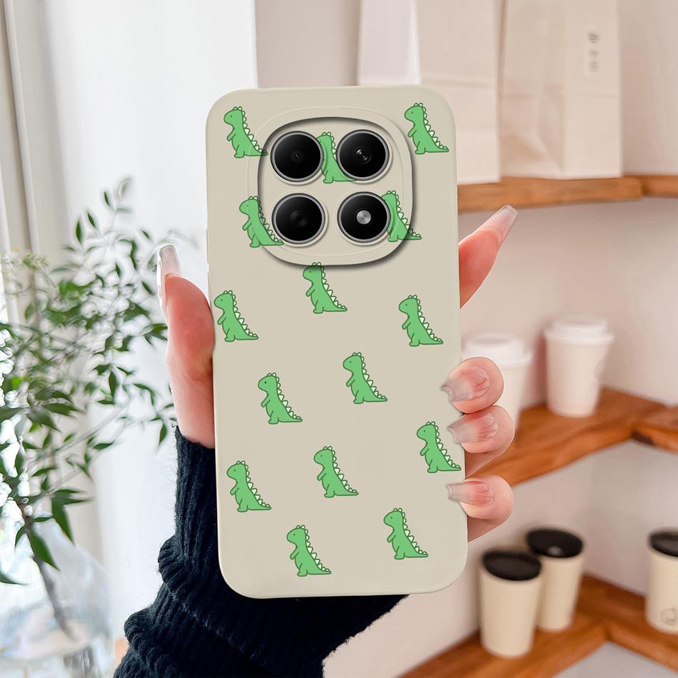 Cartoon Dinosaur Case For Poco M8 Pro 5G Back Cover For Poco M 8 Camera Lens Protection Soft Liquid Silicone Phone Protectors