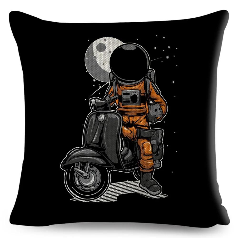 Cartoon Astronaut Sports Cushion Sofa Home Decoration Kids Room Planet Music Pillowcase