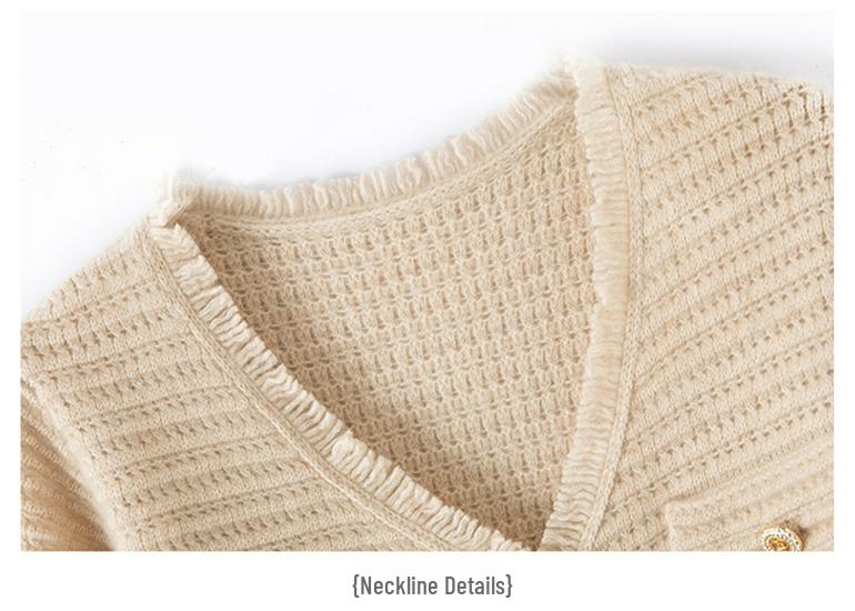 Elegant Korean Style Women's Knit Cardigan, Autumn/Winter 2023, High-end Niche Design in White.