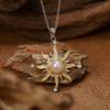 Schmuck Ohrringe S925 Sterlingsilber Naturperlen Halskette Damen Persönlichkeit Mode Sonnenblumen Anhänger