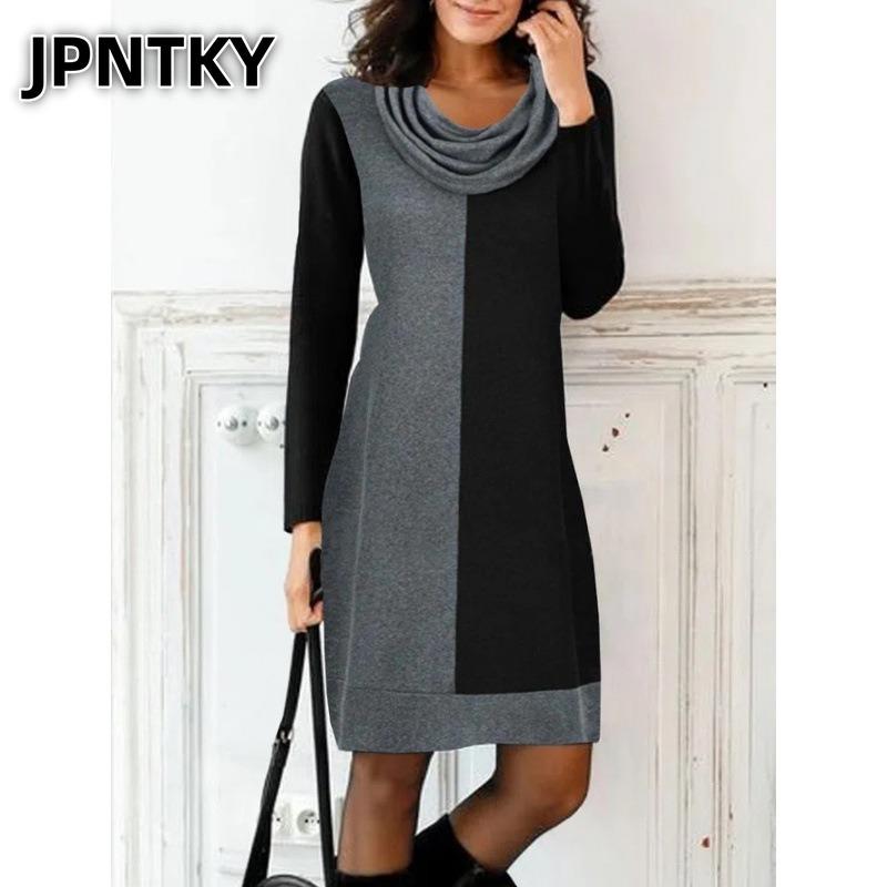 JPNTKY Fashion Autumn Winter Long Sleeve Casual Dresses