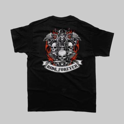 2025 New American Retro Graffiti Cartoon Motorcycle Skull Butcher Harley Cotton Printed Short-sleeved Men's and Women's T-shirts
