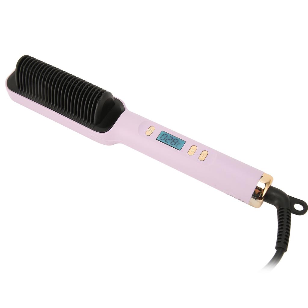 Hair Straightening Brush PTC Even Heating LCD Hair Straightener Brush for Home