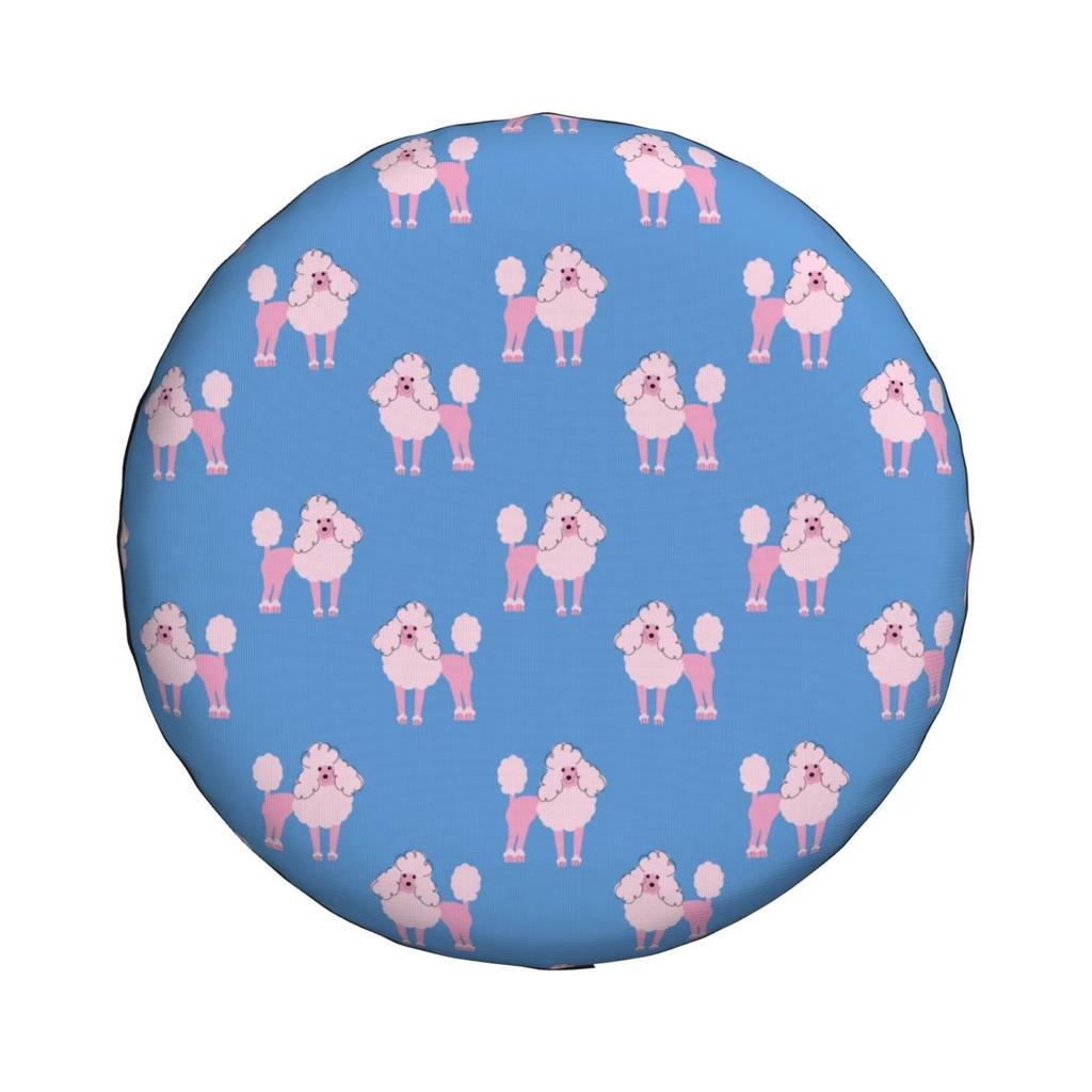 Pink Poodle Dog Pattern Spare Tire Cover Waterproof Dust-proof Universal Fitment for SUV
