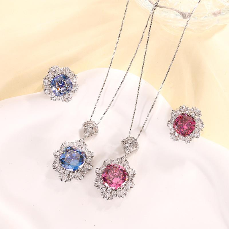 Jewelry Simulation Bird'S Nest Cut Color Treasure Crystal Pendant Set 14 * 14-12 * 12