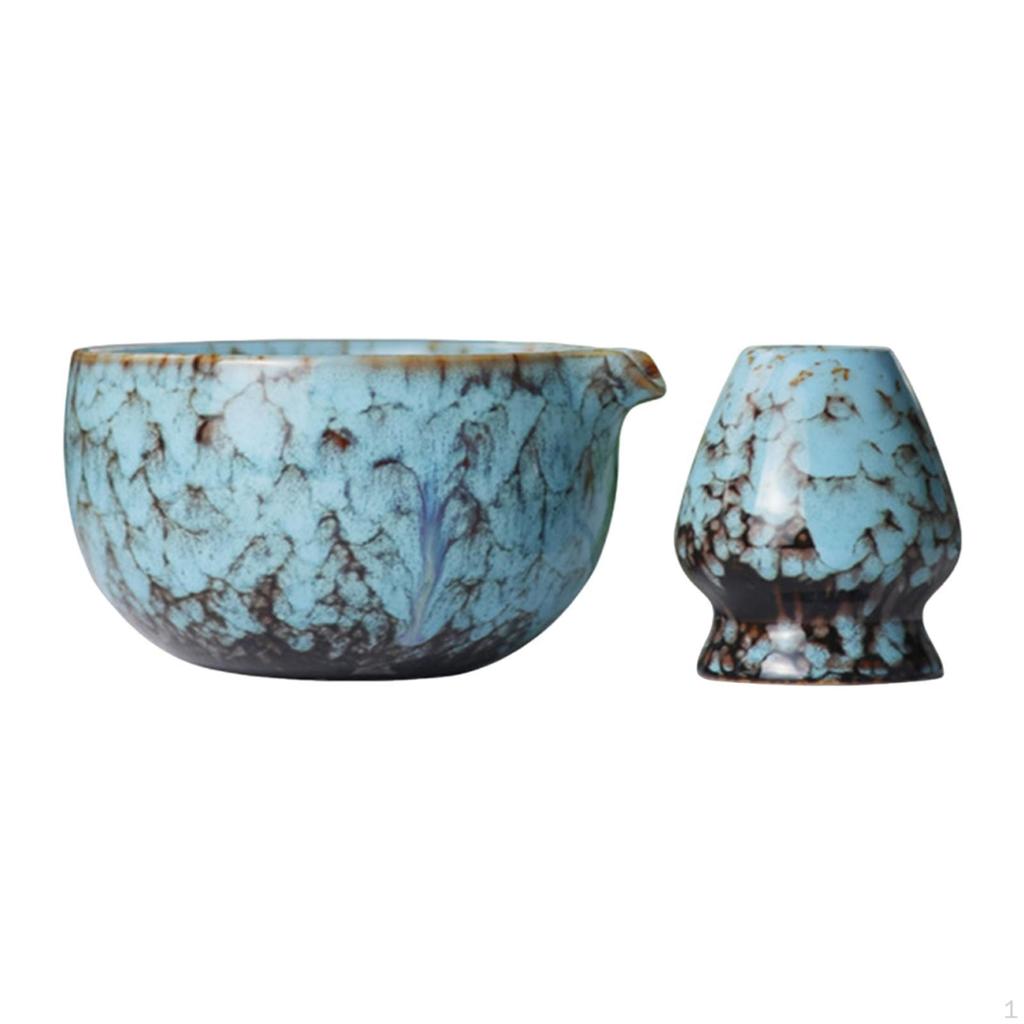 450ml Japońska miseczka do matcha z uchwytem na miotełkę i dzióbkiem do nalewania