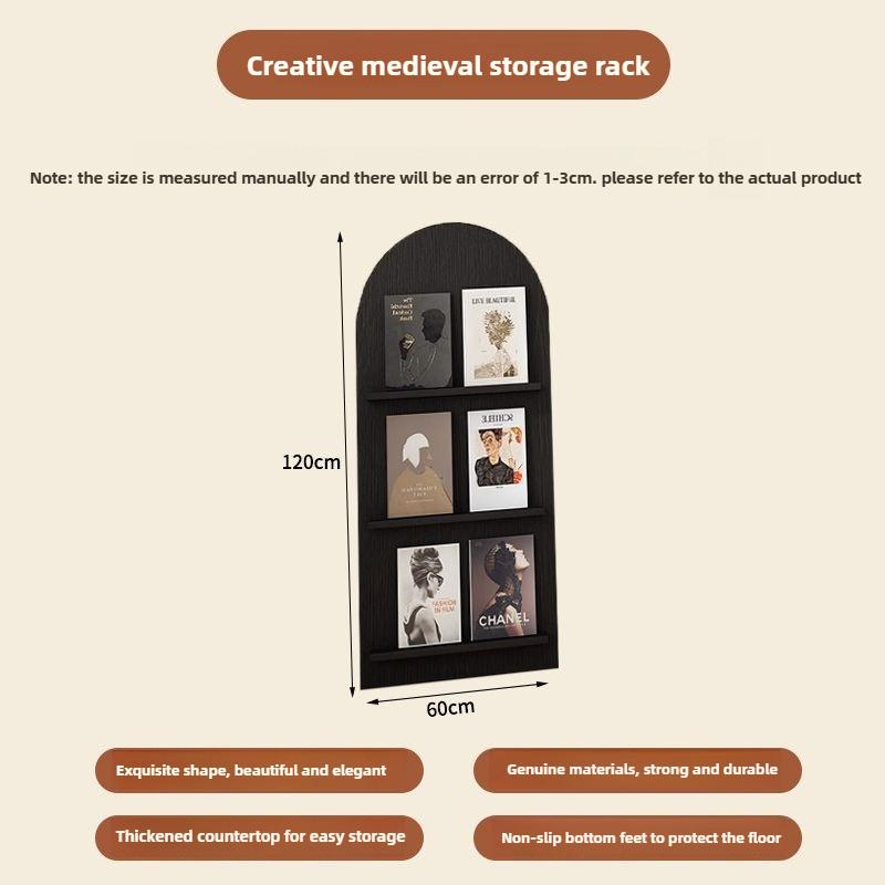 Floor-standing Bookshelf Newspaper Stand Nordic Creative Simple Multi-layer Solid Wood Decorative Display Home Storage Book Nook