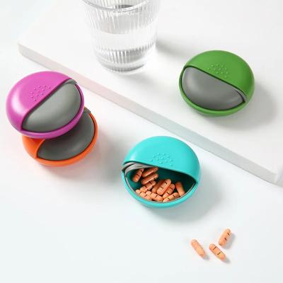 Round Pill Case Mini Rotatable Pill Organizer Box Medicine Box Rotating Drugs Chewing Gum Container Coin Jewelry Storage Case