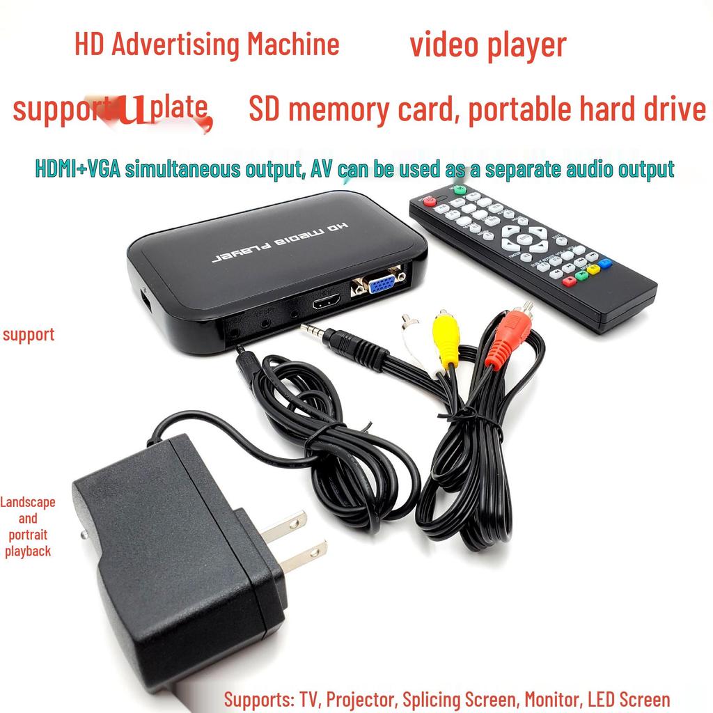 1080P HD Multimedia Player with HDMI & VGA Dual Output for Landscape & Portrait Display