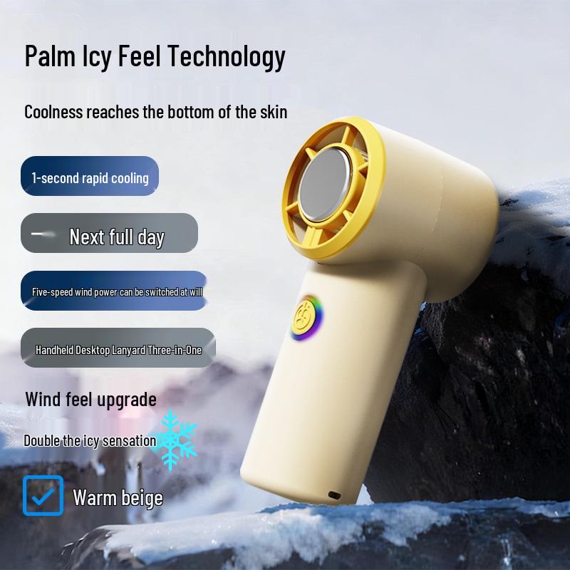 Compact Rechargeable High-Speed Pocket Fan for Outdoor Use Style ледяной беж