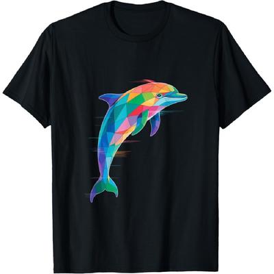 Camiseta Arte de Delfín Geométrico Espíritu Visionario Tótem del Océano(5)