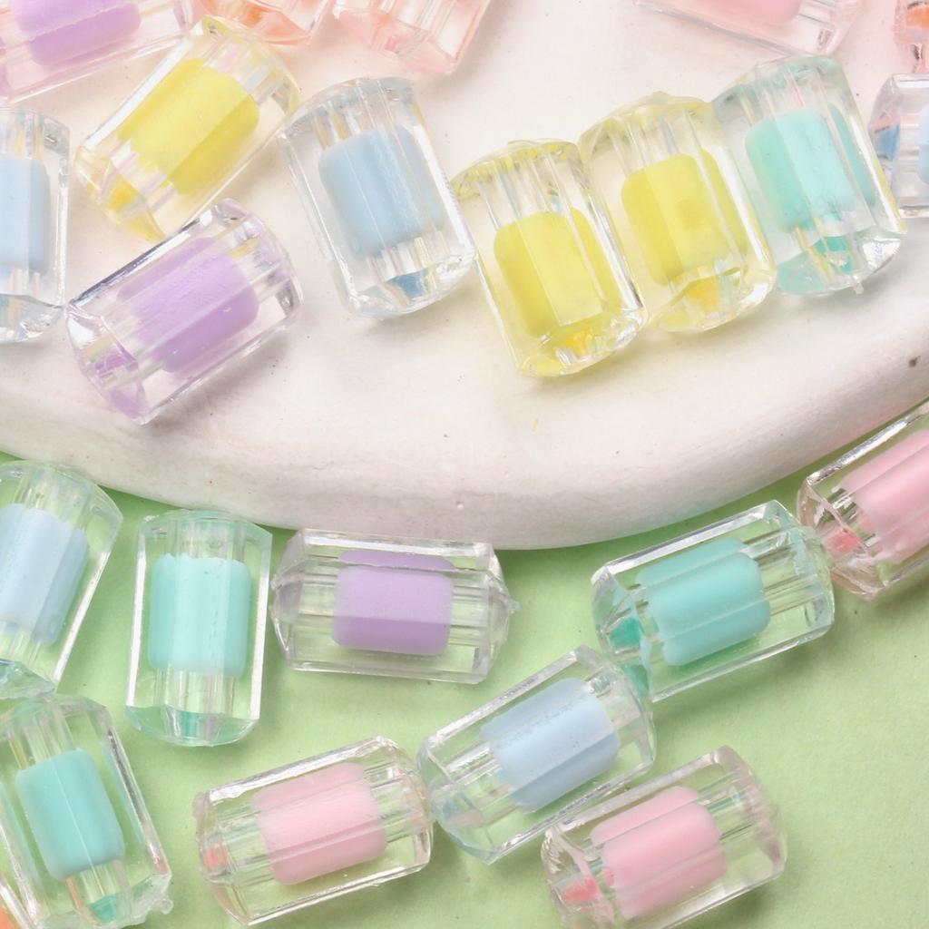 Acryl Mattiert/Transparent Mode Kreative Anhänger DIY Schmuckzubehör Kernspinn 8-Eckig Zylindrische Lose Perlen 20 Stück