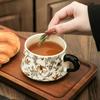 Bird Flower Ceramic Cup Saucer Set Chinese Style Porcelain Coffee Cup for Coffee Tea Afternoon Tea  Vintage Home Decor Gift