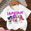 Demon Hunters Kpop T-shirt Girls Boys Short Sleeve Purple Tee Anime Children's Clothing Huntrix Tiger Harajuku Tops Tshirt Gifts