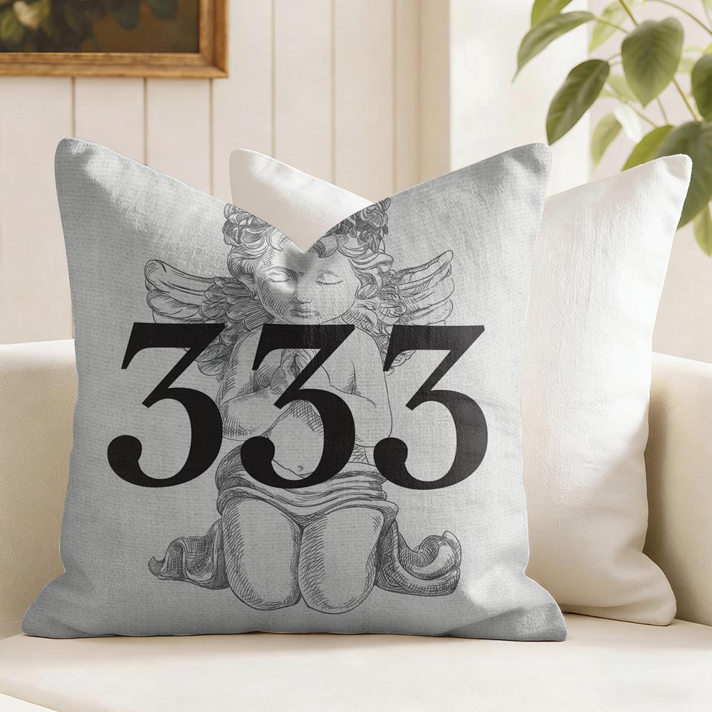 Angel Number Aesthetic Cushion Cover Summer Linen Pillow Case Organic Fabric Cushion Cover DoubleSided Print Sofa Home Decor