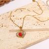 High-End Heart & Geometric Titanium Steel Clavicle Necklace for European & American Markets
