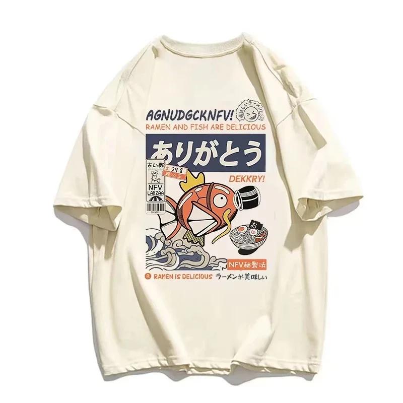 Parentchild Tshirt Pokémon King Carp Print Street Summer 2025 Casual Cotton Top Japanese Urban Style Daily Shortsleeved Top 4XL