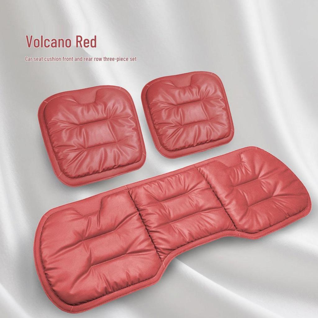 Stain-Resistant Leather Car Seat Cushion Set: High-End Three-Piece for Front and Rear 
